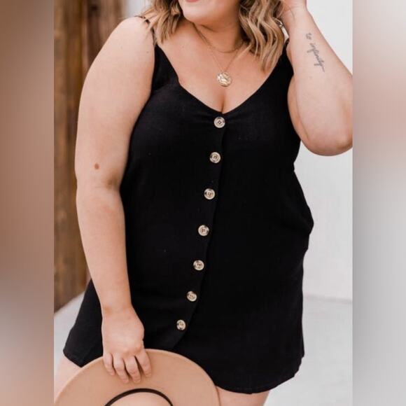 Pink Lily Black Button Dress Size XXL - Picture 2 of 6